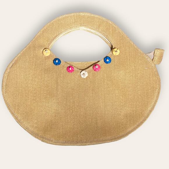 Tan vintage corduroy handbag. - Picture 1 of 5